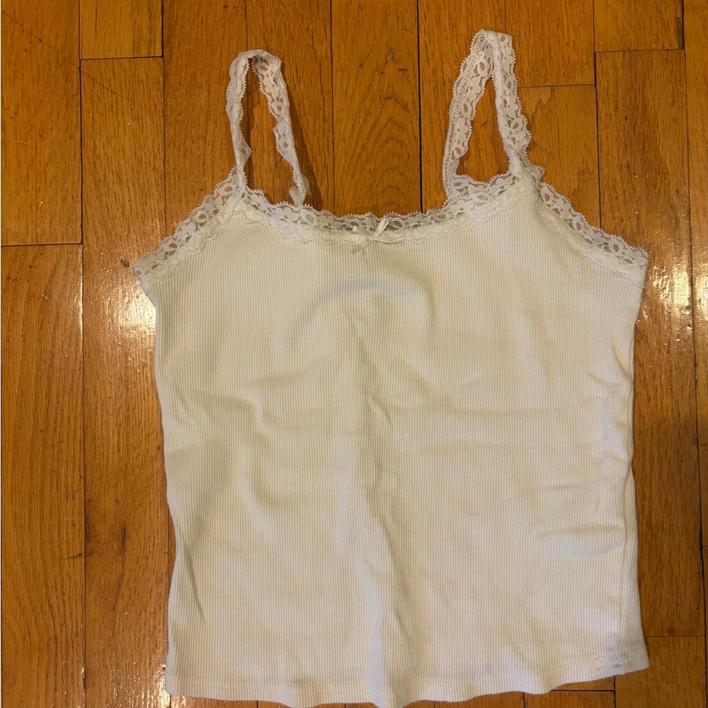 Hollister Women's Lace Trim White Tank Top NWOT